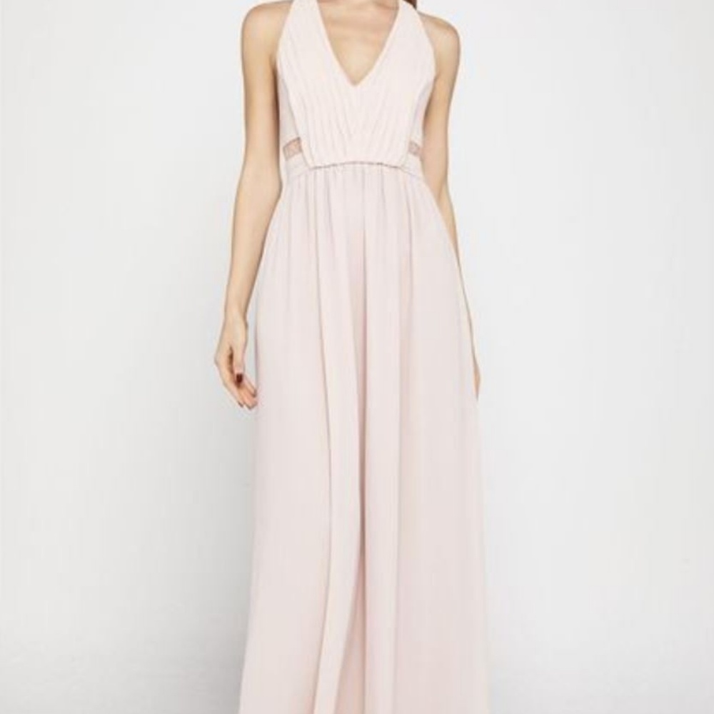 BCBG Generation Sleeveless Lace-Inset Halter Gown